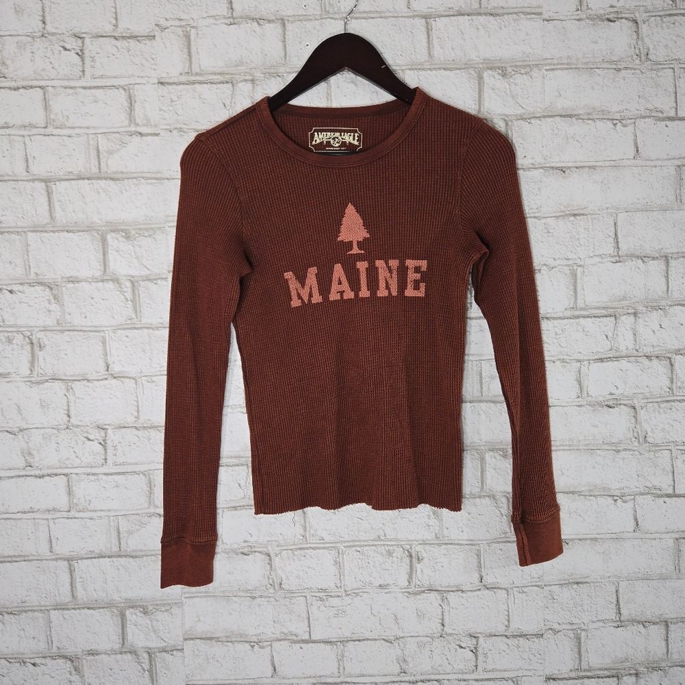 AEO Maine brown thermal‎ long sleeve top